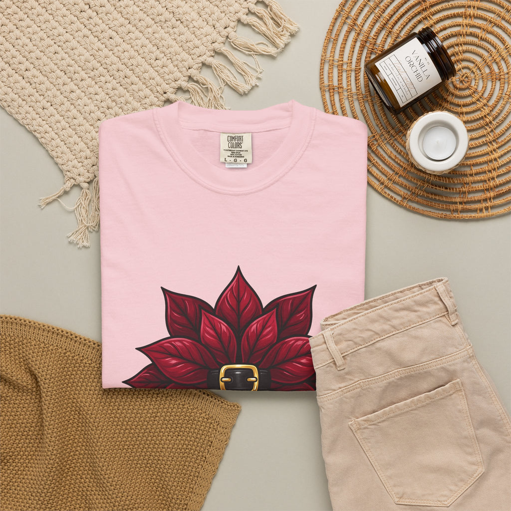 Poinsettia Flower T-Shirt Christmas Floral Gift Women Cartoon T-Shirt Christmas Flower T-Shirt Christmas Fan Comic T-Shirt Floral Graphic Bold