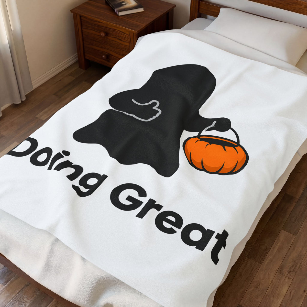 Ghost Halloween Satire Gift Specter Horror Fan Spooky Parody Plain Halloween Blanket