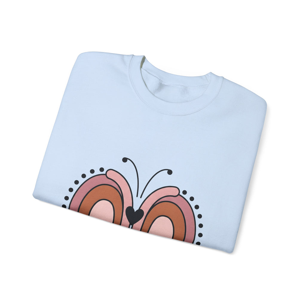 Rainbow Butterfly Sweatshirt Moms Family Gift Women Boho Sweatshirt Butterfly Sweatshirt Motherhood Enthusiast Hippie Sweatshirt Clan Graphic Minimalist Heart