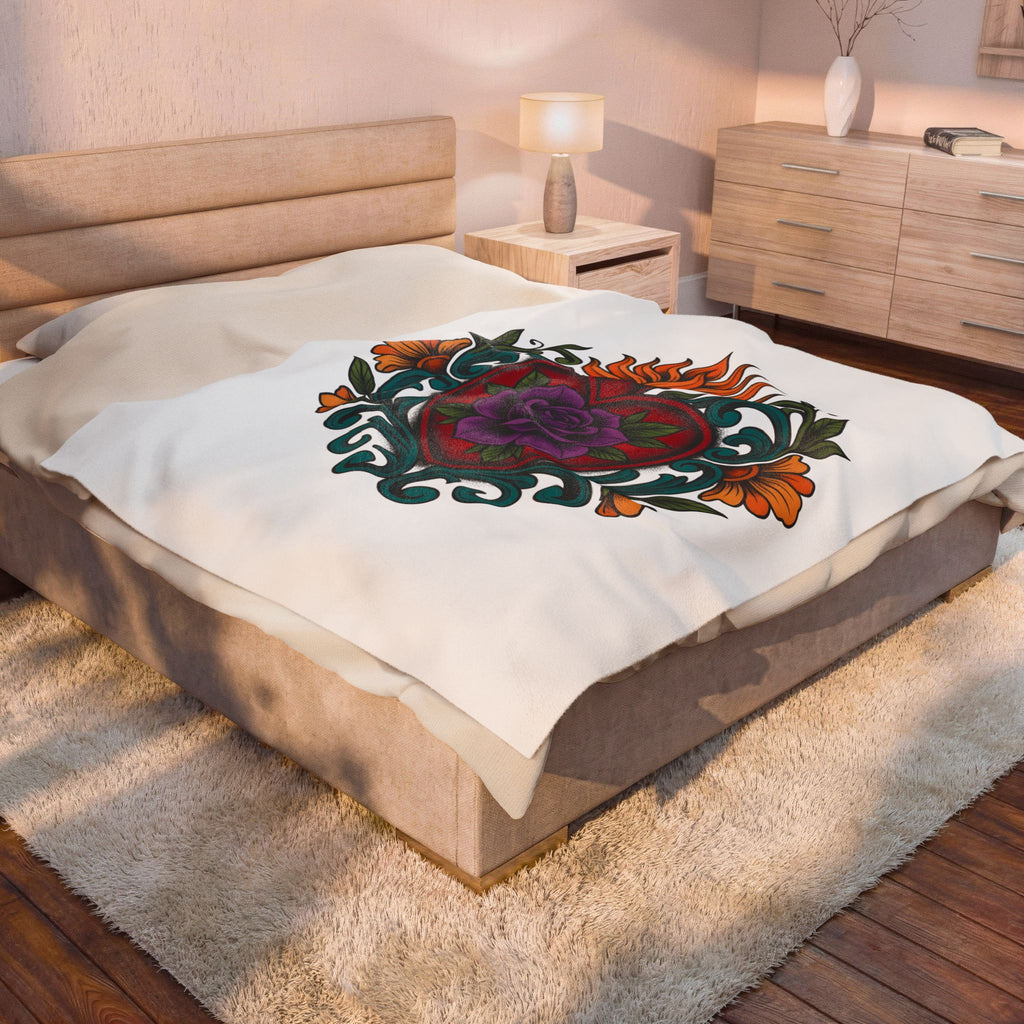 Love Blossom Boho Chic Bloom Gift Ink Flower T Blanket