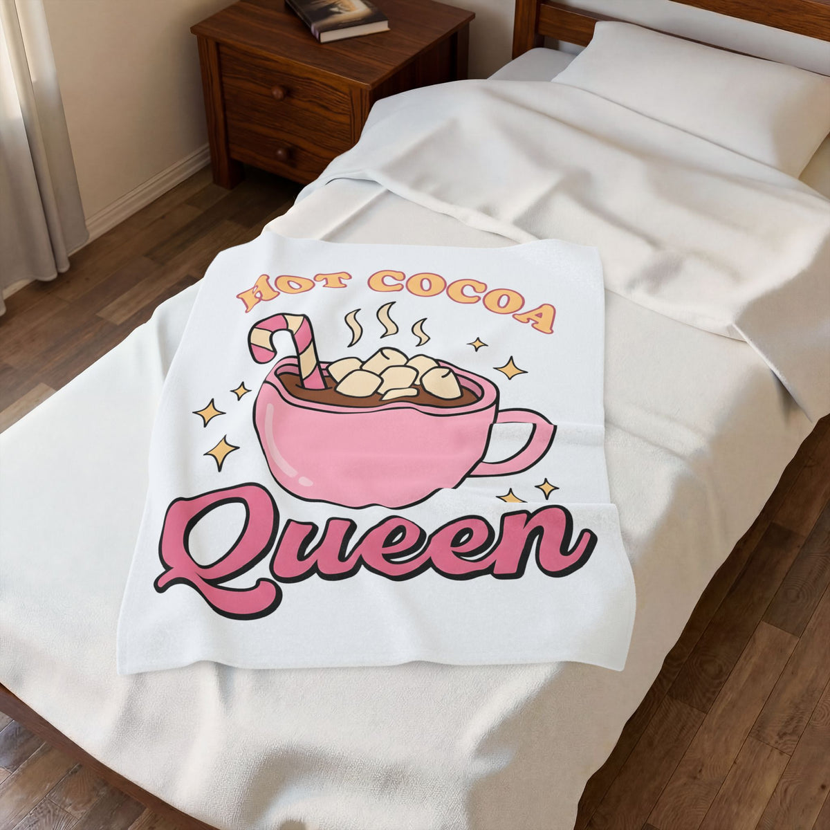 Hot Chocolate Cup Cocoa Winter Gift Line Mug Chocolate Fan Drawing Nostalgic White Marshmallows Blanket