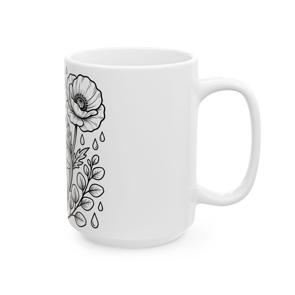Magic Bottle Mug Halloween Spells Gift Women Sketch Mug Genie Bottle Mug Horror Fan Mystic Drawing Graphic Retro Flower Mug