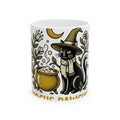 Black Cat Witch Hat Halloween Cat Gift Vintage Witch Hat Horror Fan Retro Feline Mug