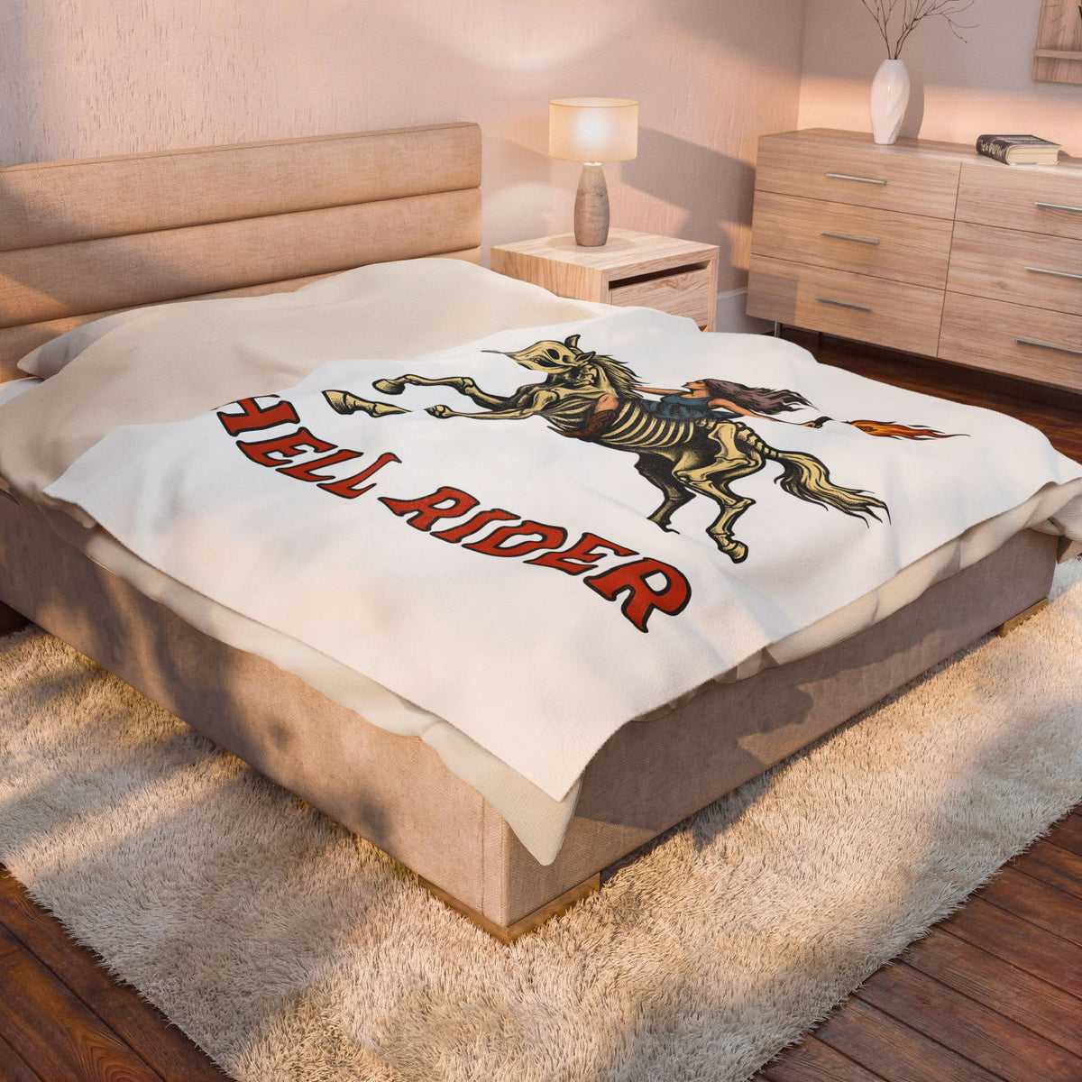 Skeleton Equestrian Cowgirl Rodeo Gift Heritage Skeleton Cowgirl Fan Vintage Rodeo Retro Inspired Blanket