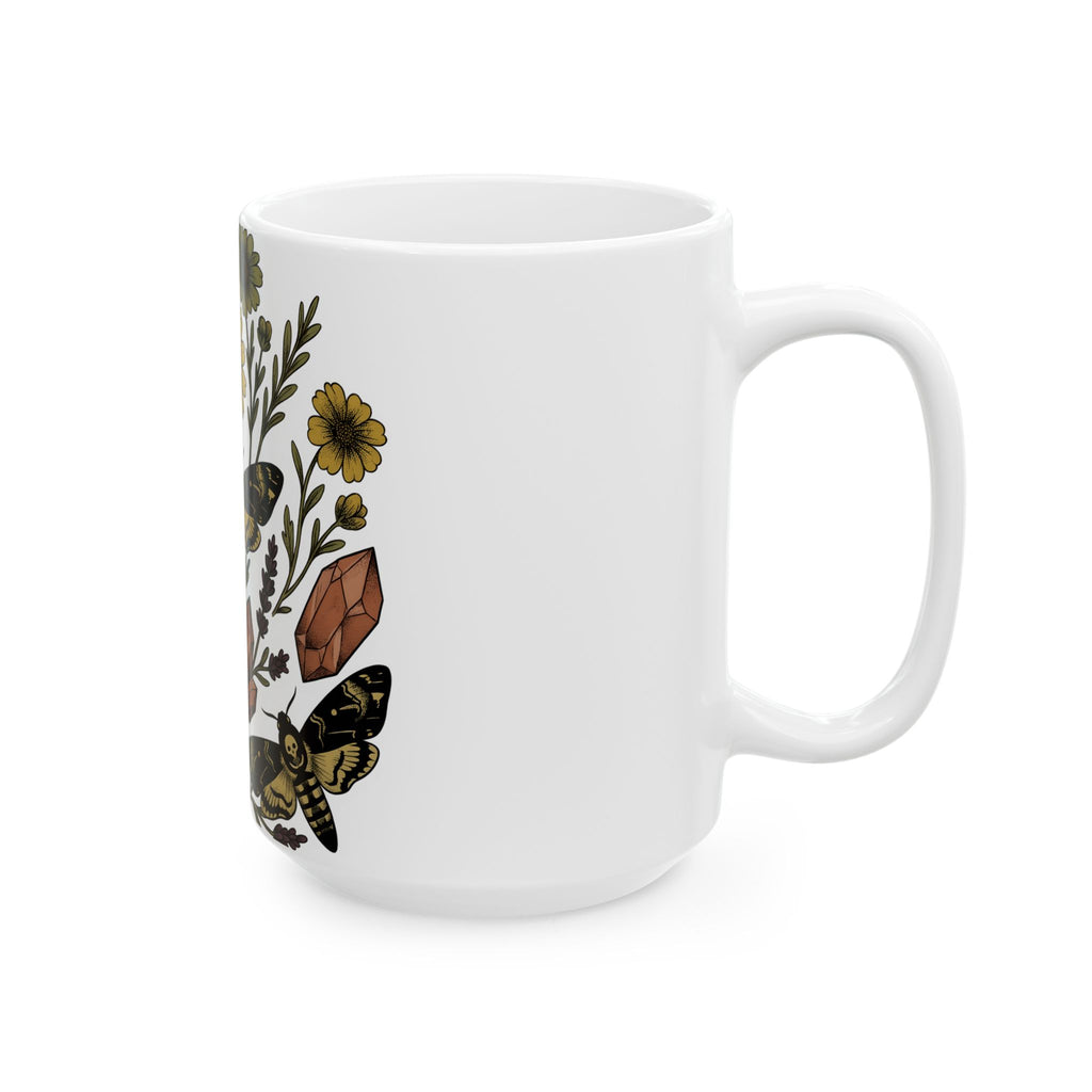 Skull Moth Halloween Magic Gift Hippie Deathshead Moth Spooky Fan Occult Retro Gemstone Mug