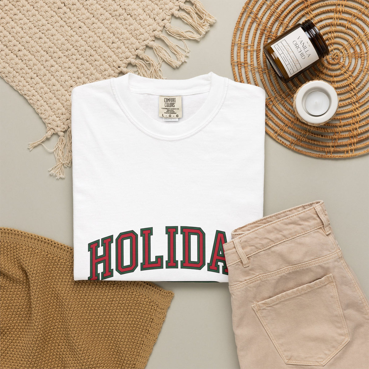 Bold College Font Holiday Christmas Decor Gift Merry Typography Christmas Fan Festive Christmas T-Shirt