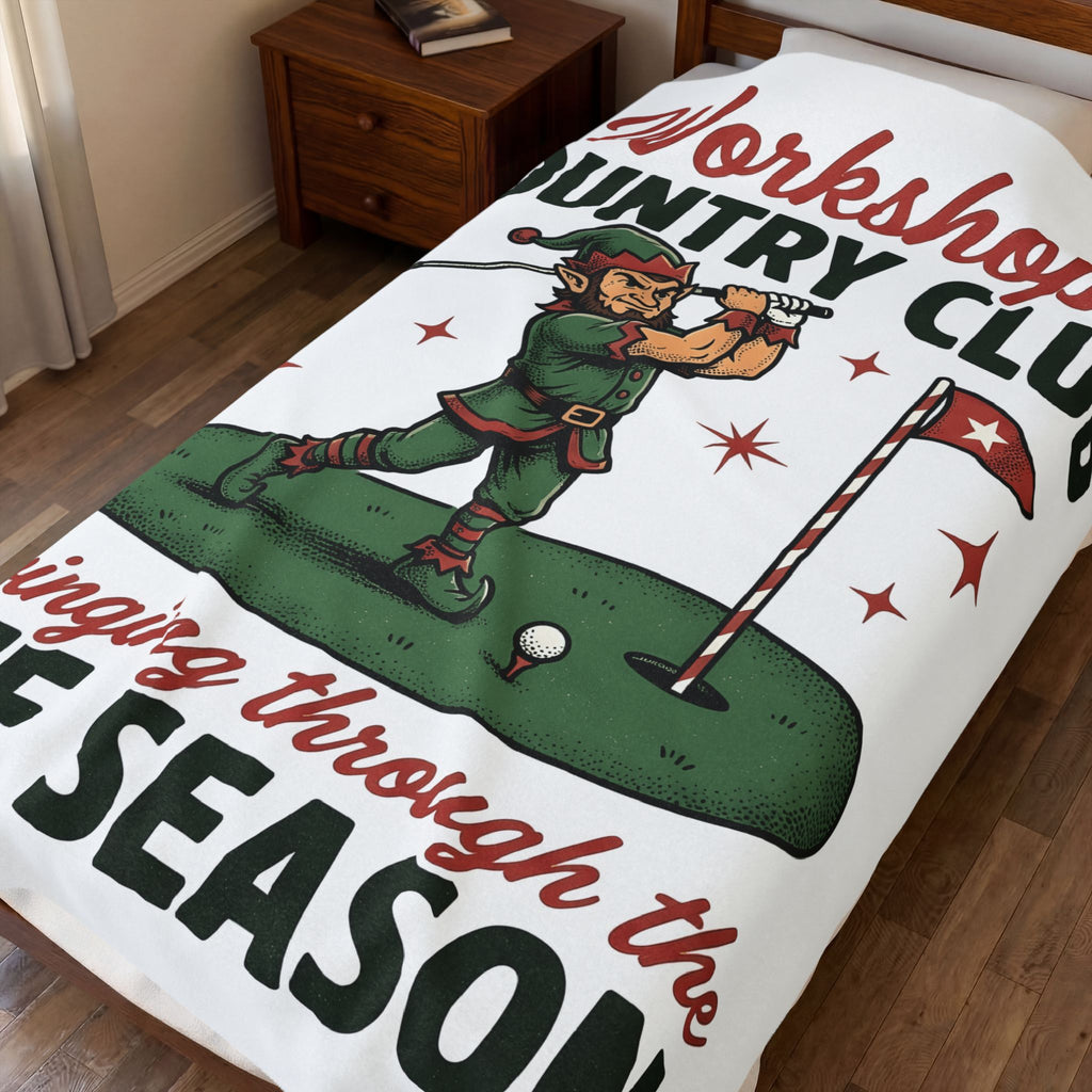 Festive Elf Golf Blanket Christmas Workout Gift Women Sketch Blanket Elf Golfing Blanket Christmas Fan Fitness Graphic Classic Golf Post Blanket