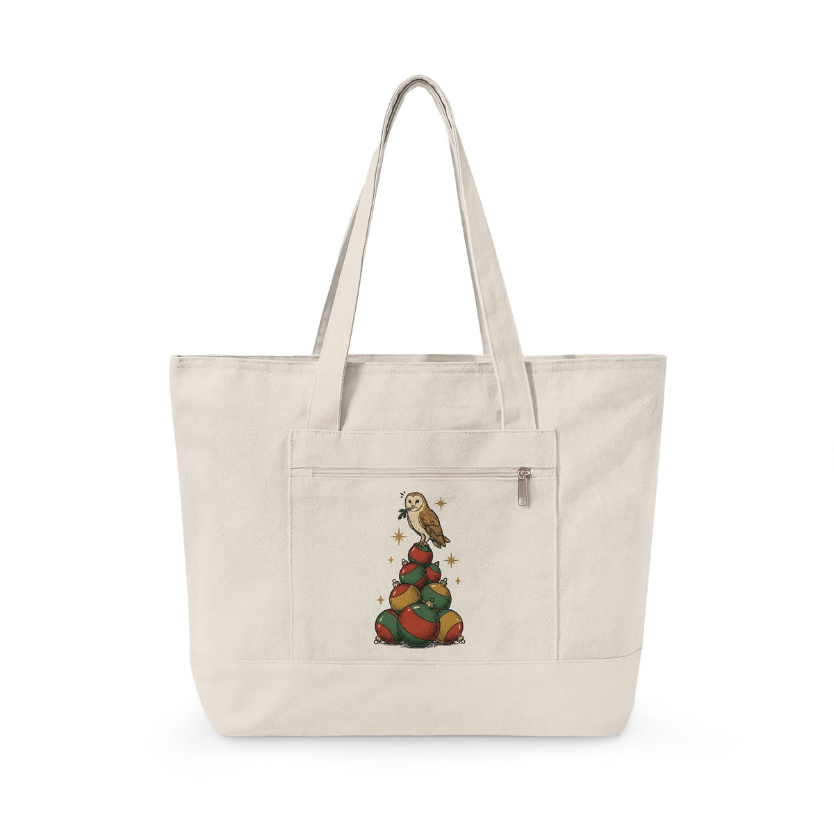 Owl Christmas Tree Tote Bag Christmas Animals Gift Women Vintage Tote Bag Christmas Tree Tote Bag Holiday Fan Retro Tote Bag Wildlife Graphic Hand