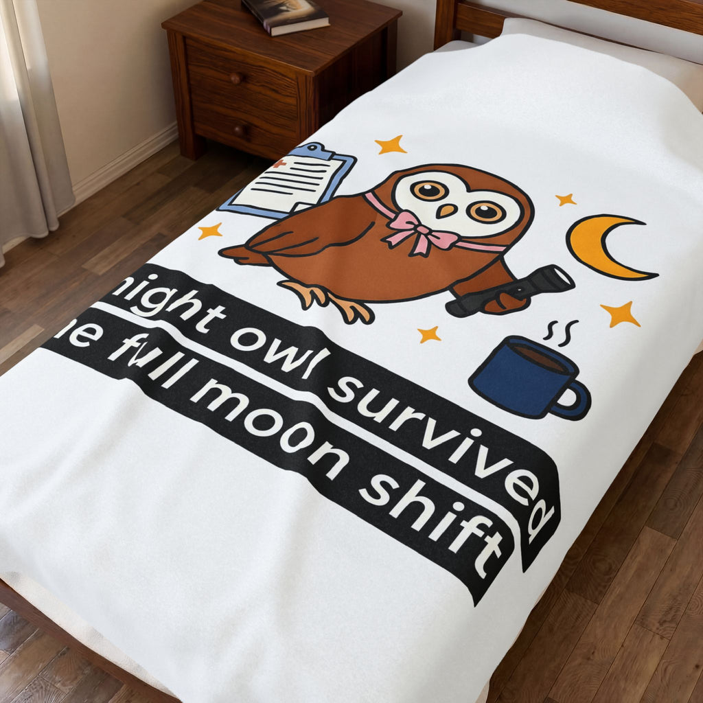Owl Nurses Espresso Gift Comic Owl Blanket