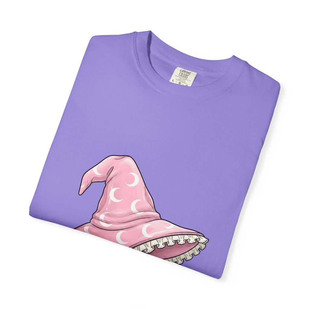 Witch Hat Halloween Witch Gift Kawaii Pointy Hat Spooky Fan Magical Cartoon Crescent Moon T-Shirt
