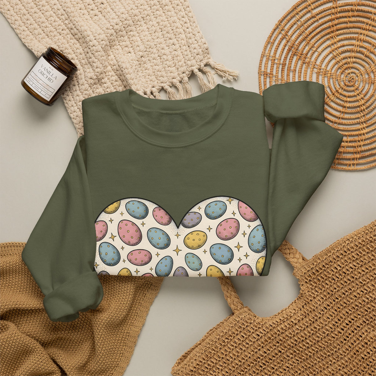 Heart Egg Sweatshirt Easter Festivity Gift Women Hand Drawn Sweatshirt Easter Egg Sweatshirt Easter Fan Hand Drawn Sweatshirt Celebration Graphic Classic