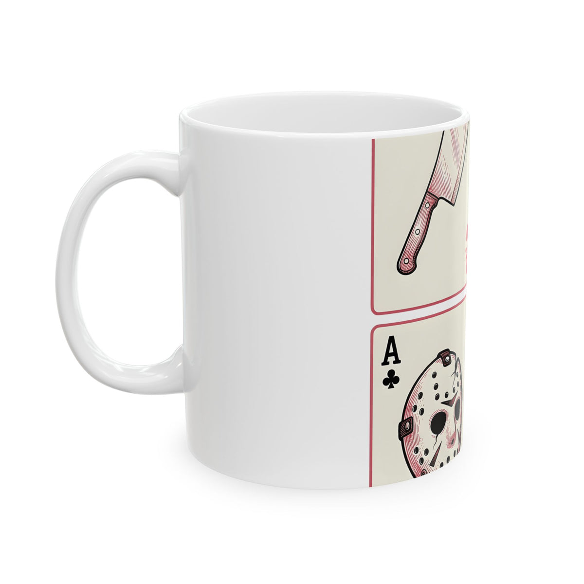 Spooky Card Deck Mug Halloween Fright Gift Women Hand Drawn Mug Tarot Card Mug Horror Fan Illustrated Mug Scary Graphic Cartoon