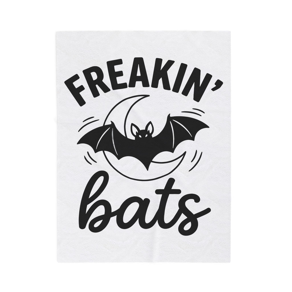 Bat Moon Halloween Spooky Gift Bold Lunar Horror Fan Dark Vintage Retro Crescent Blanket