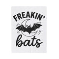 Bat Moon Halloween Spooky Gift Bold Lunar Horror Fan Dark Vintage Retro Crescent Blanket