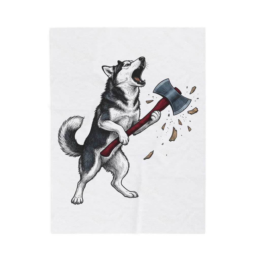 Wolf Dog Blanket Dog Funny Gift Women Line Art Blanket Wolfdog Blanket Dog Fan Illustrated Graphic Blanket Hand Drawn Splitting Axe Blanket