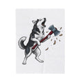 Wolf Dog Blanket Dog Funny Gift Women Line Art Blanket Wolfdog Blanket Dog Fan Illustrated Graphic Blanket Hand Drawn Splitting Axe Blanket