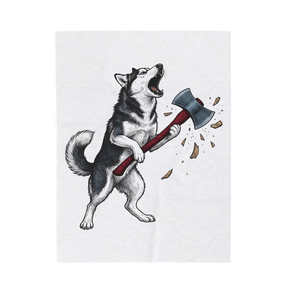 Wolf Dog Blanket Dog Funny Gift Women Line Art Blanket Wolfdog Blanket Dog Fan Illustrated Graphic Blanket Hand Drawn Splitting Axe Blanket