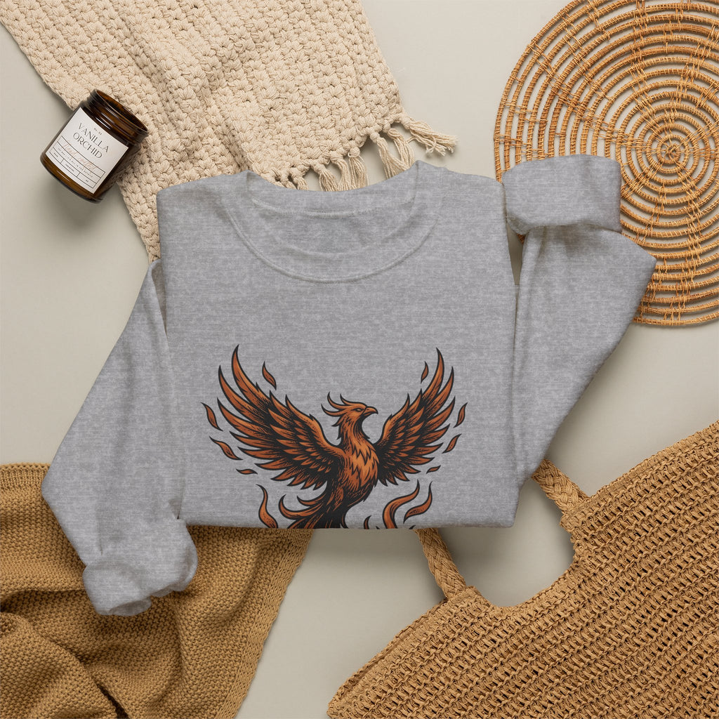 Phoenix Coffee Cup Sweatshirt Coffee Fantasy Gift Women Tattoo Sweatshirt Coffee Sweatshirt Sweatshirt Coffee Fan Ink Sweatshirt Mythical Graphic Vintage Flames