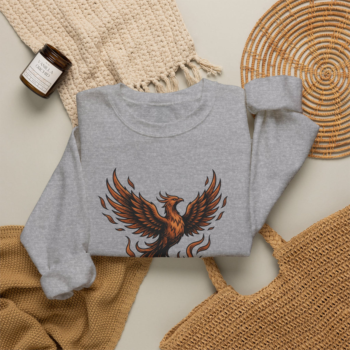Phoenix Coffee Cup Sweatshirt Coffee Fantasy Gift Women Tattoo Sweatshirt Coffee Sweatshirt Sweatshirt Coffee Fan Ink Sweatshirt Mythical Graphic Vintage Flames