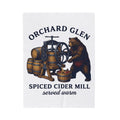 Bear Cider Machine Blanket Christmas Leaves Gift Women Old Fashioned Blanket Cider Press Blanket Xmas Fan Vintage Blanket Foliage Graphic Ink