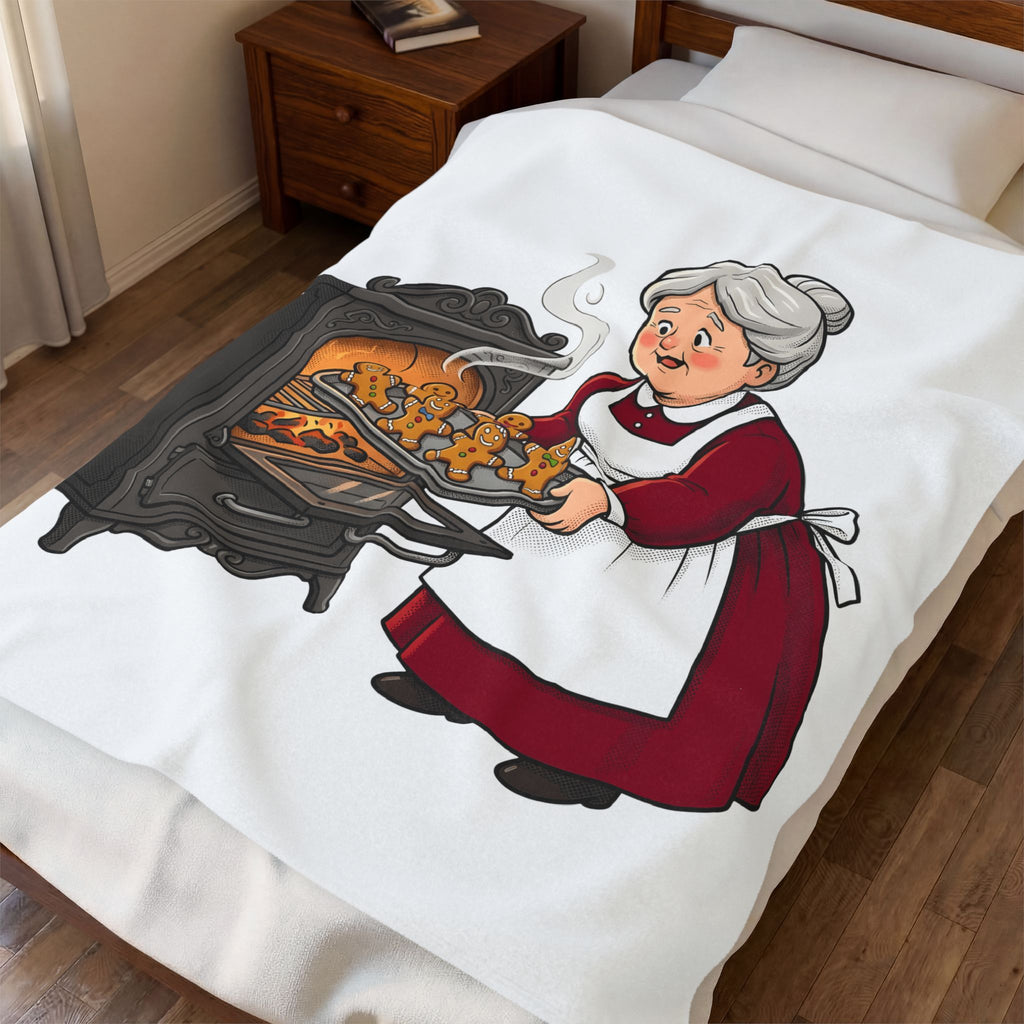 Grandmother Baking Blanket Christmas Sweets Gift Women Animated Blanket Granny Baking Blanket Holiday Fan Cartoon Blanket Dessert Graphic Old