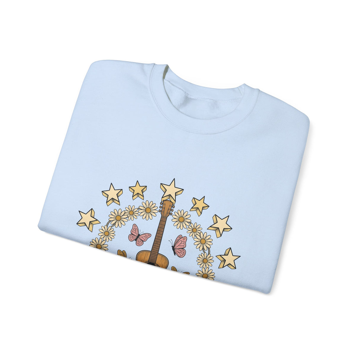 Acoustic Guitar Sweatshirt Cowgirl Music Gift Women Boho Sweatshirt Guitar Sweatshirt Cowboy Fan Boho Chic Sweatshirt Melody Graphic Vintage Daisies Sweatshirt