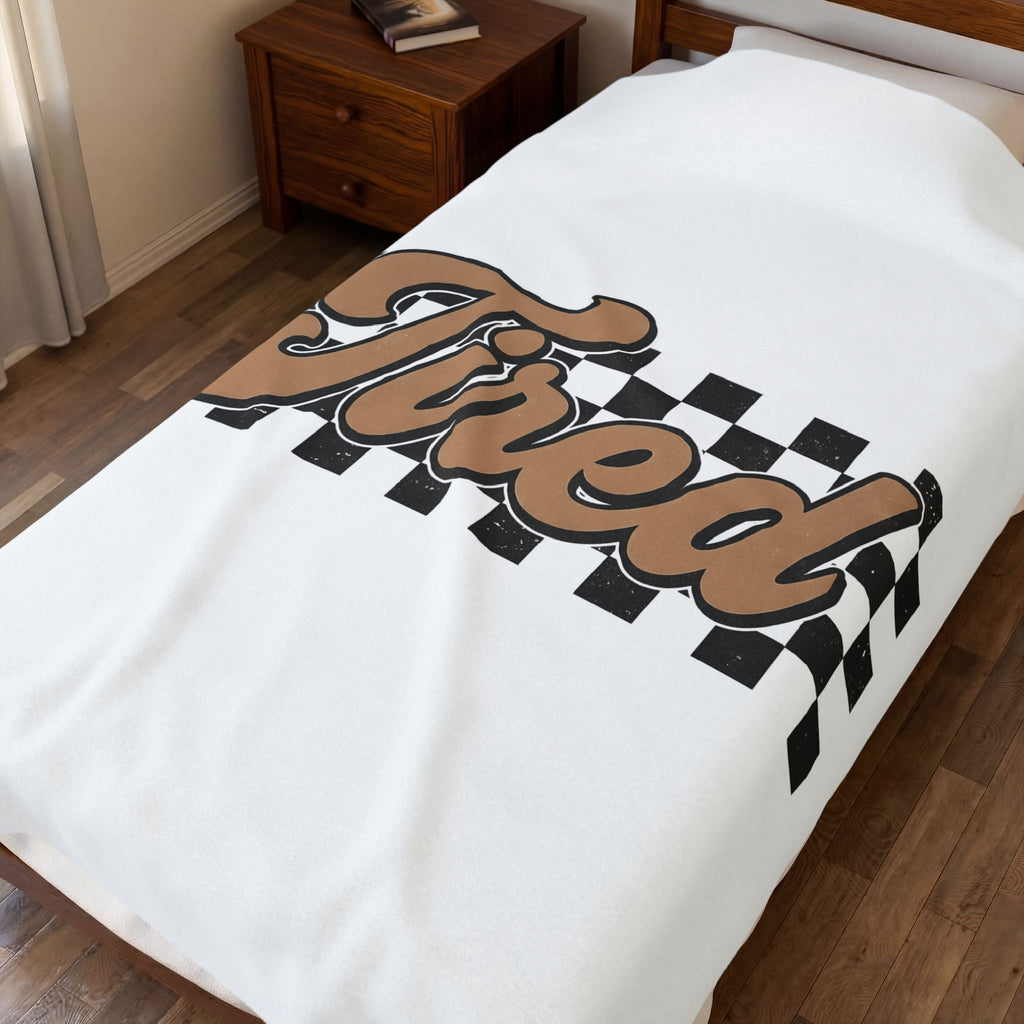 Cursive Font Blanket Mom Comedy Gift Women Nostalgic Blanket Script Blanket Mother Fan Vintage Blanket Humor Graphic Old-Fashioned Check Pattern