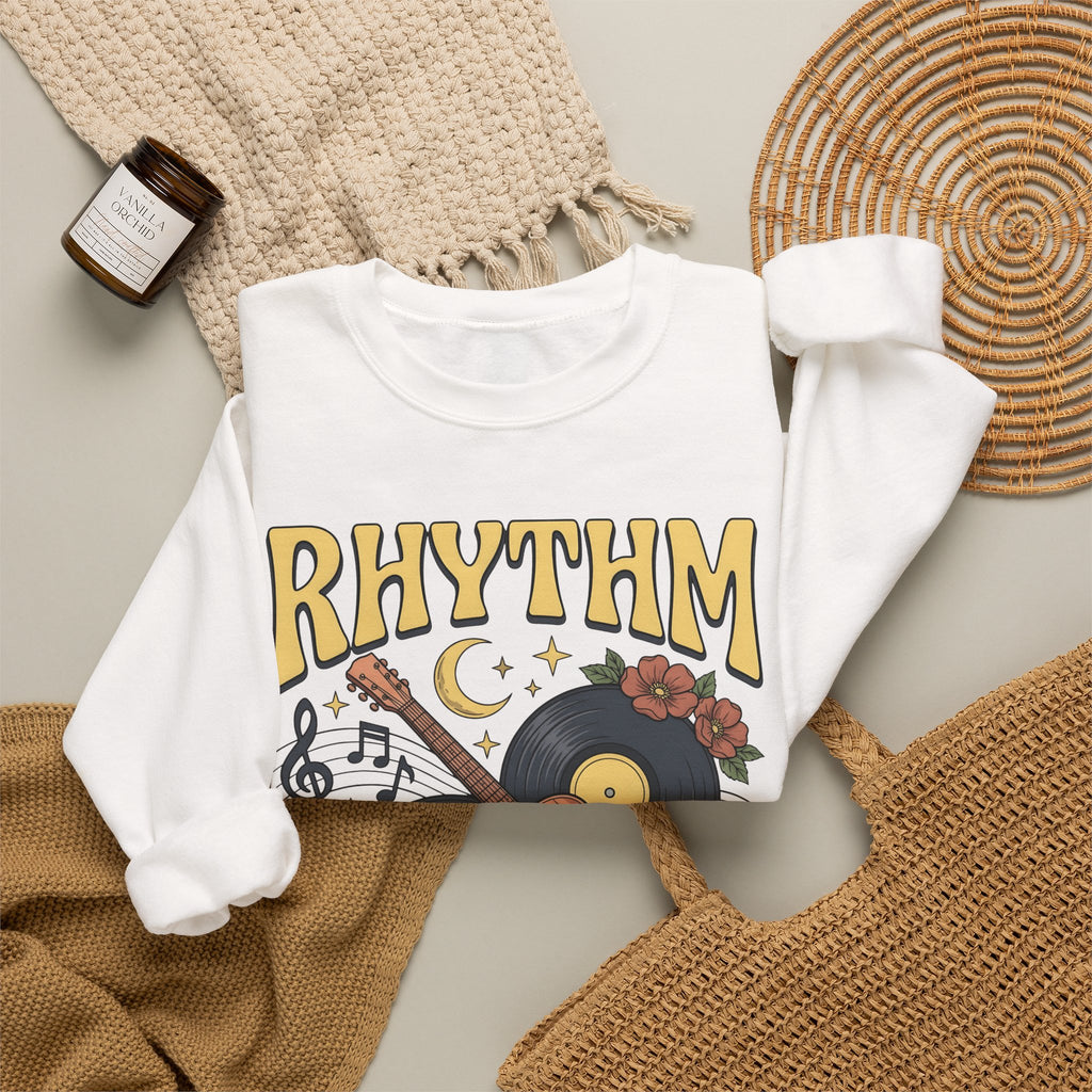 Electric Guitar Records Sweatshirt Music Bouquet Gift Women Free Spirit Sweatshirt Guitar Sweatshirt Music Fan Bohemian Sweatshirt Floral Graphic Old School