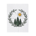 Fir Tree Blanket Nature Wilderness Gift Women Leaf Blanket Pine Blanket Outdoors Enthusiast Foliage Blanket Bush Graphic Outline Bright Sun Blanket