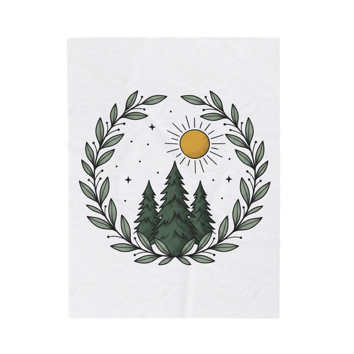 Fir Tree Blanket Nature Wilderness Gift Women Leaf Blanket Pine Blanket Outdoors Enthusiast Foliage Blanket Bush Graphic Outline Bright Sun Blanket