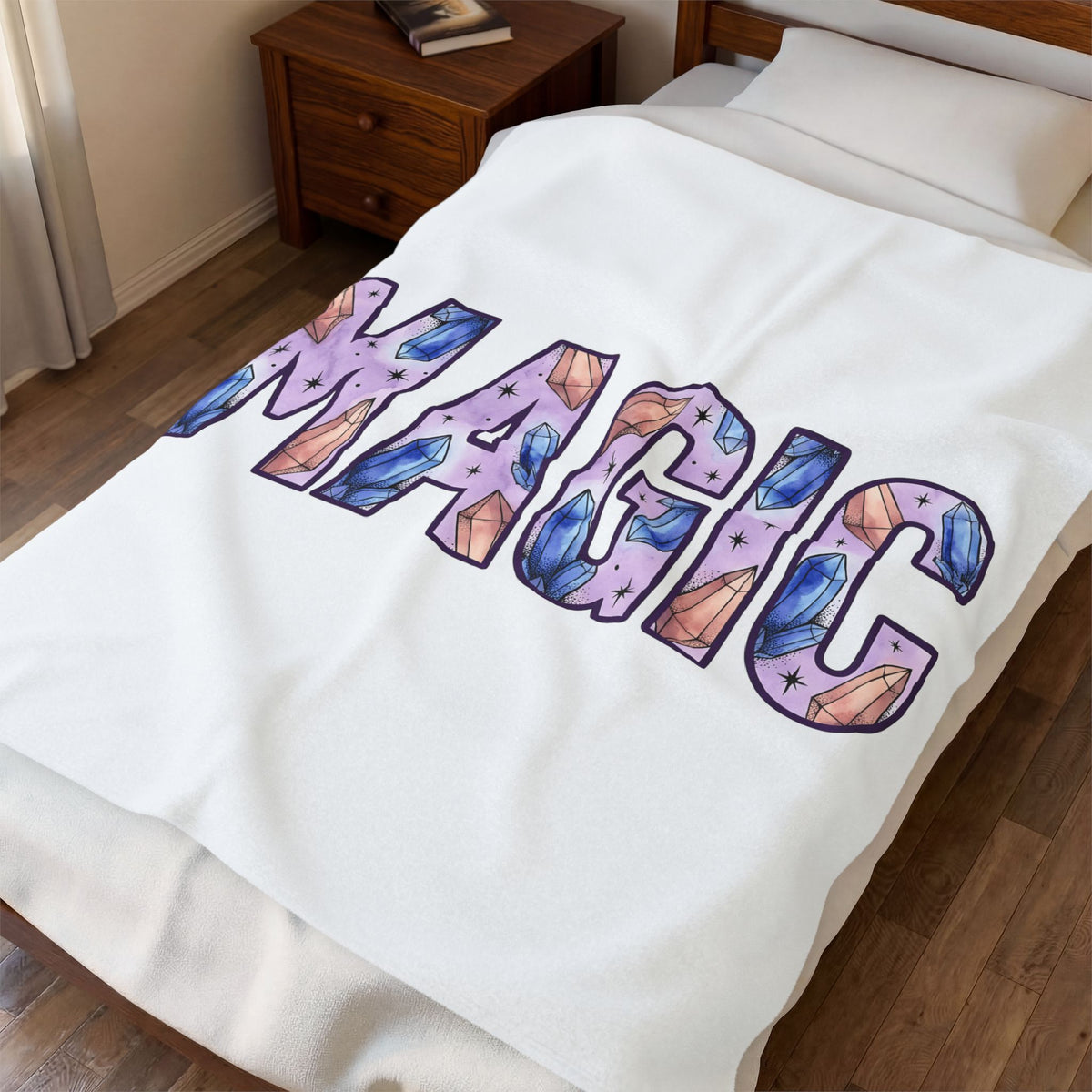 Gemstone Illustration Blanket Moms Metaphysical Gift Women Hippie Blanket Crystal Blanket Mother Enthusiast Spiritual Blanket Esoteric Graphic