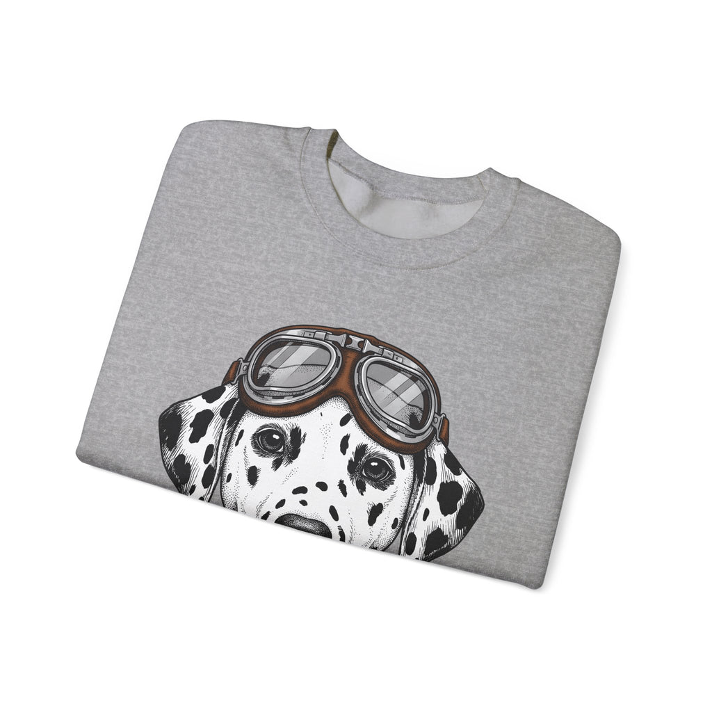Dalmatian Puppy Sweatshirt Dog Pets Gift Women Line Art Sweatshirt Puppy Sweatshirt Dog Fan Dalmatian Sweatshirt Animal Graphic Retro Pilot Goggles Sweatshirt