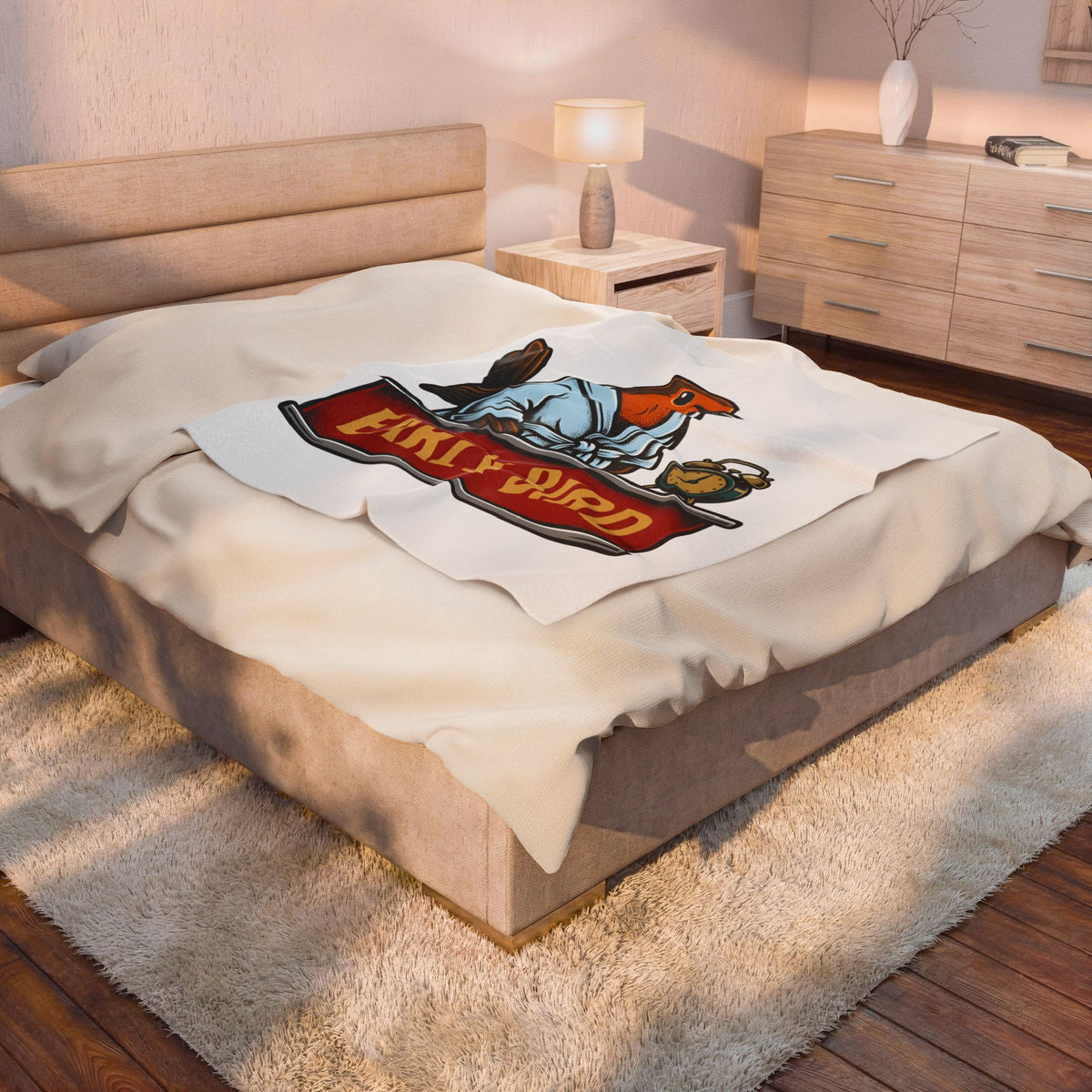 Avian Robe Blanket Funny Creature Gift Women Animated Blanket Bird Blanket Humor Fan Cartoon Blanket Beast Graphic Old School Alarm Blanket