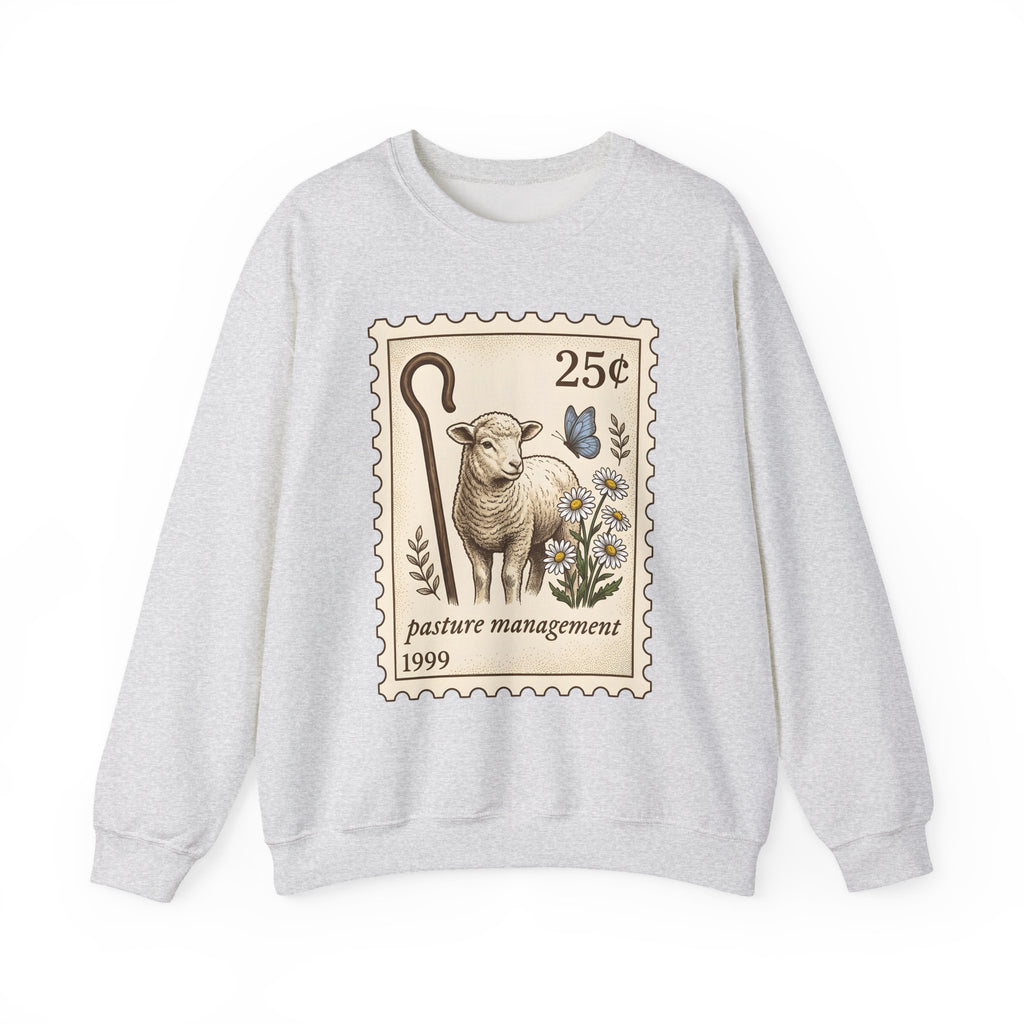 Lamb Drawing Sweatshirt Easter Farmland Gift Women Rustic Sweatshirt Sheep Sweatshirt Spring Fan Country Sweatshirt Farm Graphic Doodle Field Flowers Sweatshirt
