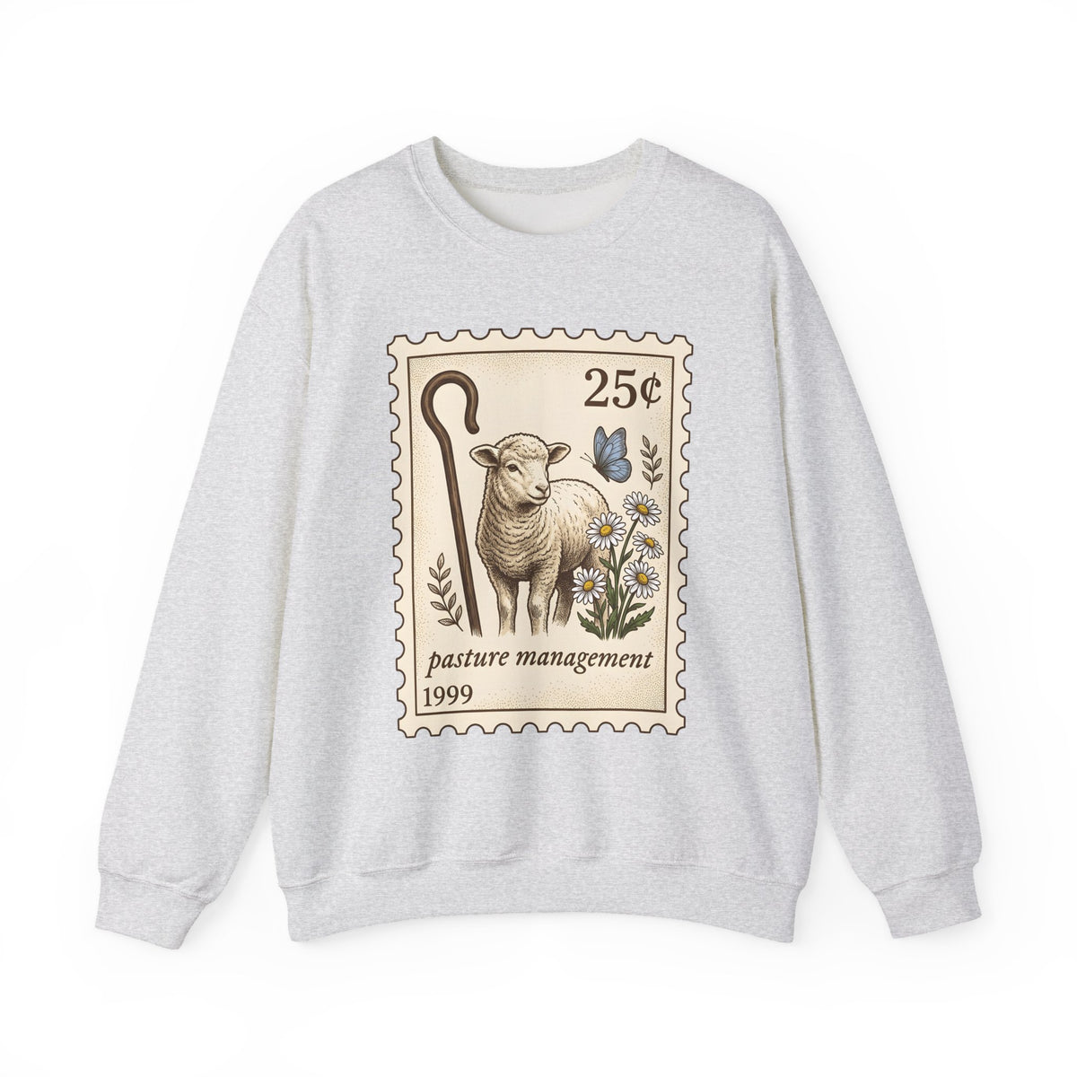 Lamb Drawing Sweatshirt Easter Farmland Gift Women Rustic Sweatshirt Sheep Sweatshirt Spring Fan Country Sweatshirt Farm Graphic Doodle Field Flowers Sweatshirt