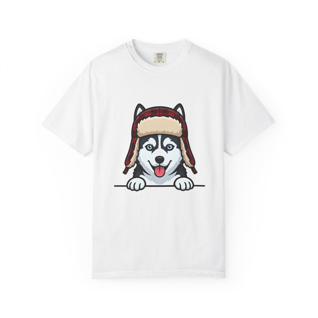 Husky Pup T-Shirt Dog Companion Gift Women Illustration T-Shirt Siberian Husky T-Shirt Dog Fan Husky Graphic T-Shirt Manga Winter Cap T-Shirt