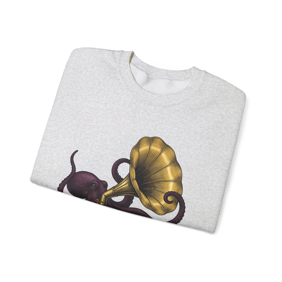Octopus Phonograph Sweatshirt Animal Sound Gift Women Classic Sweatshirt Gramophone Sweatshirt Pet Fan Retro Sweatshirt Audio Graphic Doodle Music Player
