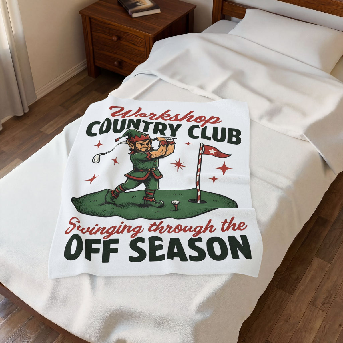 Festive Elf Golf Blanket Christmas Workout Gift Women Sketch Blanket Elf Golfing Blanket Christmas Fan Fitness Graphic Classic Golf Post Blanket