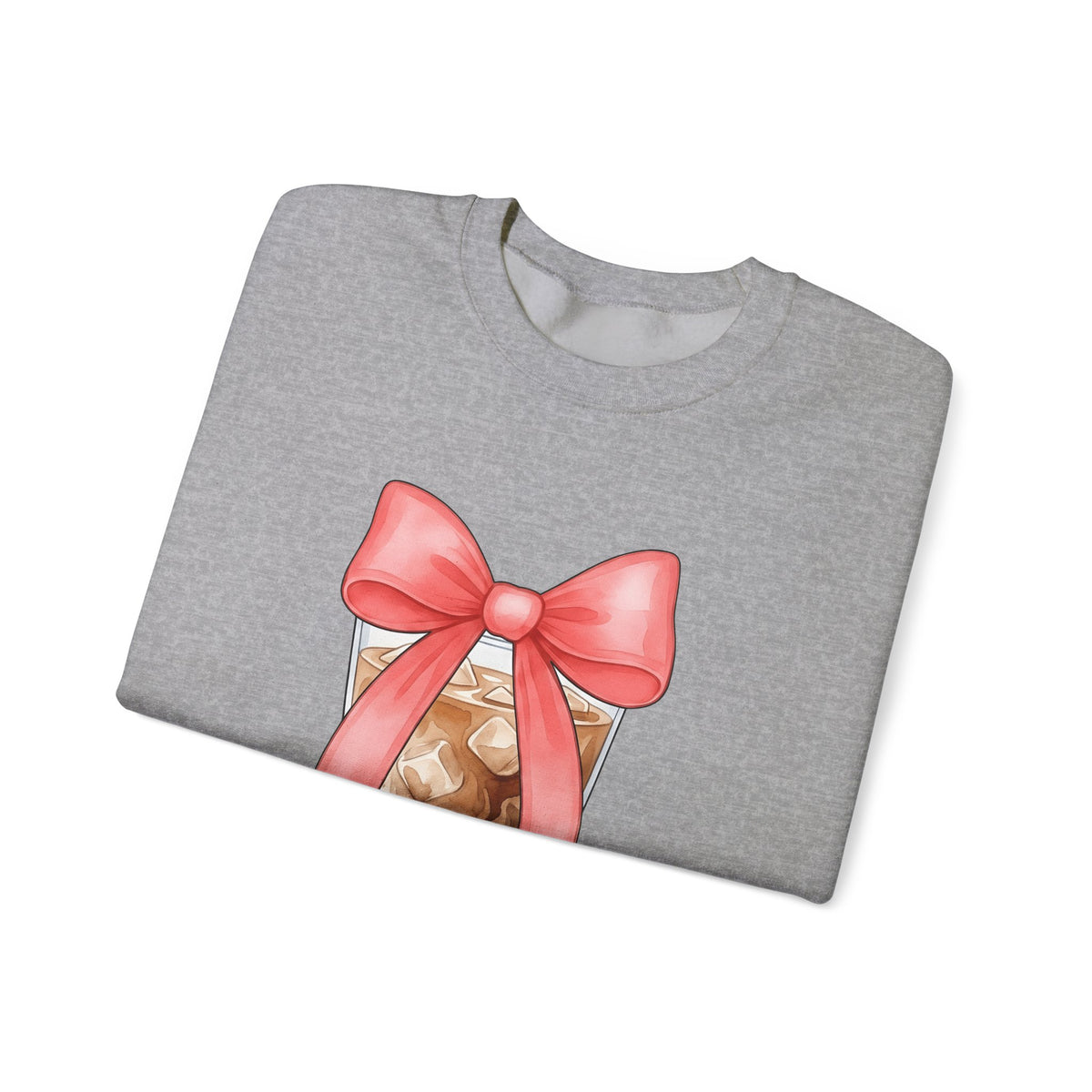 Iced Coffee Sweatshirt Coffee Mom Gift Women Watercolor Sweatshirt Cold Brew Sweatshirt Coffee Fan Watercolour Sweatshirt Mother Graphic Hand Drawn Pink Bow
