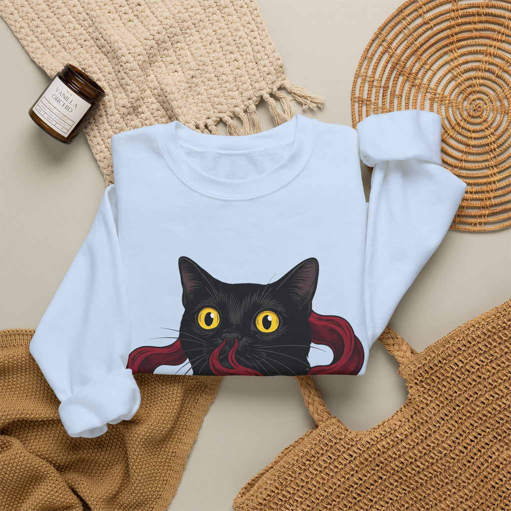 Black Cat Cat Magic Gift Haunted Kitten Cat Fan Spooky Occult Old Fashioned Smudge Sweatshirt