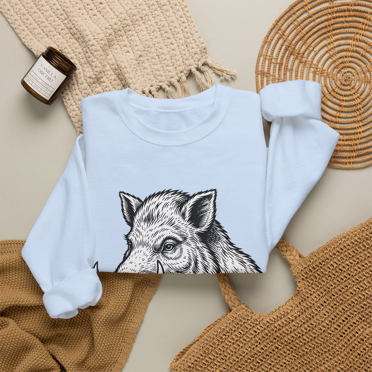 Boar Pipe Sweatshirt Funny Animal Gift Women Woodcut Sweatshirt Smoking Pipe Sweatshirt Humor Fan Print Sweatshirt Wildlife Graphic Vintage Anchor Sweatshirt