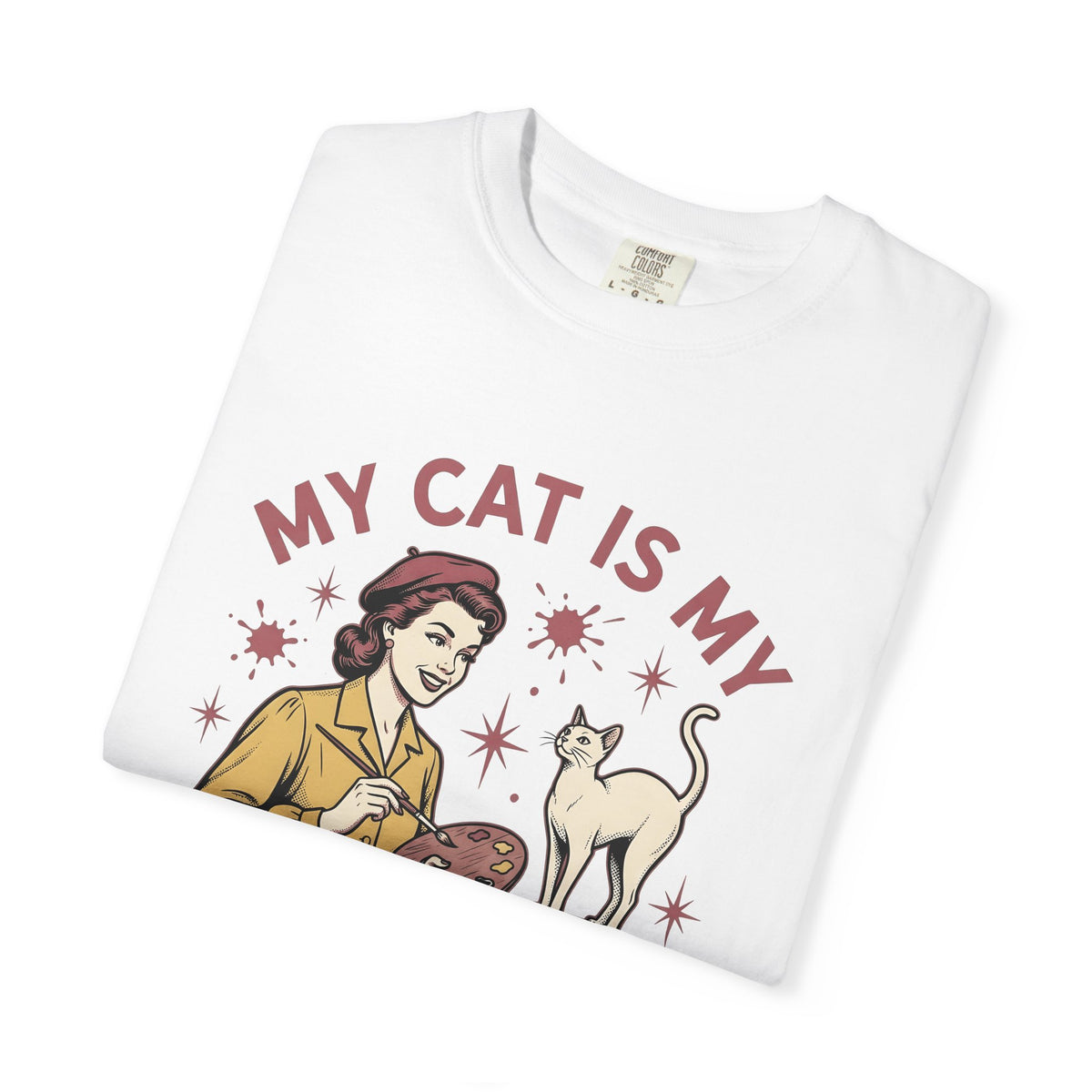 Kitty Artist T-Shirt Cat Fauna Gift Women Antique T-Shirt Cat Lady T-Shirt Feline Fan Vintage T-Shirt Wildlife Graphic Heritage Art Palette T-Shirt