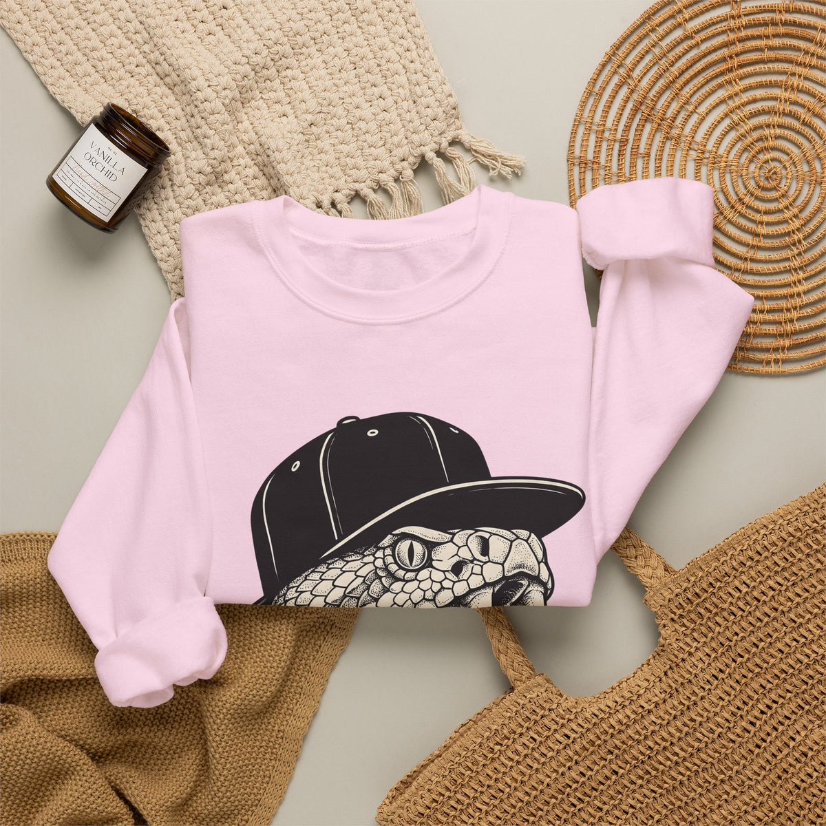 Snake Cap Sweatshirt Streetwear Animal Gift Women Tattoo Sweatshirt Cobra Sweatshirt Urban Fan Ink Sweatshirt Wildlife Graphic Vintage Fangs Sweatshirt