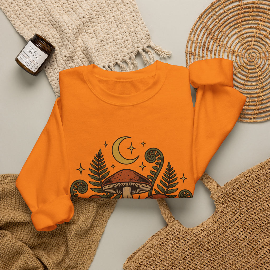 Mushroom Drawing Sweatshirt Nature Garden Gift Women Hippie Sweatshirt Fungus Sweatshirt Outdoors Fan Psychedelic Sweatshirt Yard Graphic Classic Frond Sweatshirt