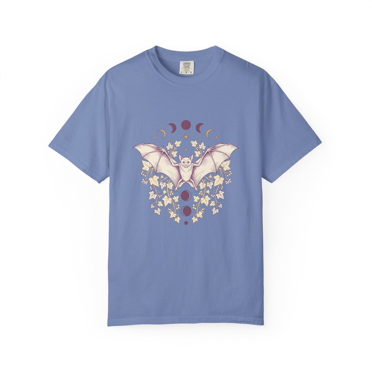 Bat Drawing T-Shirt Cottagecore Dark Gift Women Hippie T-Shirt Bat T-Shirt Cottage Fan Bohemian T-Shirt Gothic Graphic Antique Plant T-Shirt