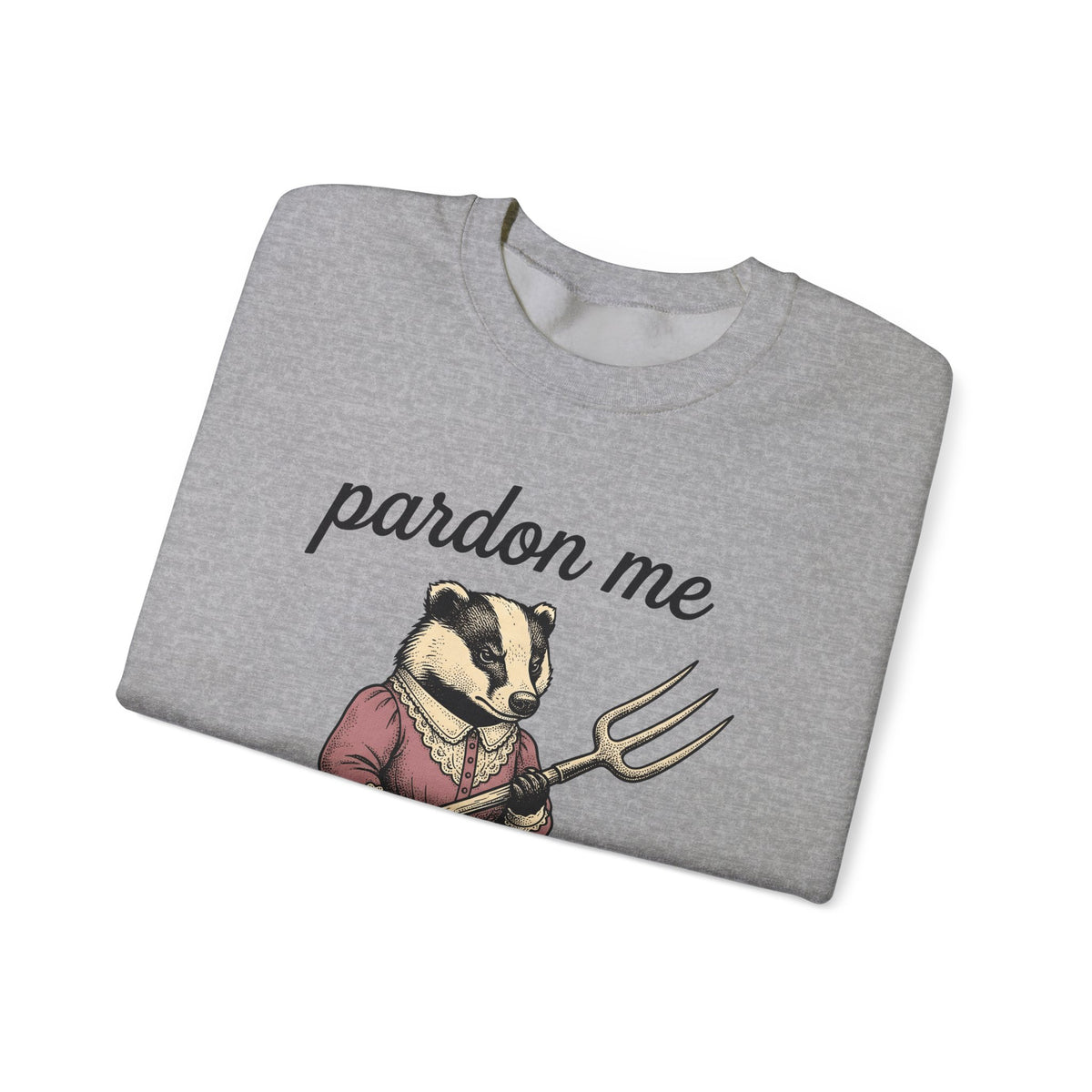 Badger Attire Sweatshirt Funny Critter Gift Women Rustic Sweatshirt Badger Sweatshirt Humor Fan Folk Sweatshirt Animal Graphic Doodle Fork Tool Sweatshirt