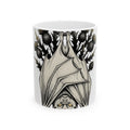 Bat Design Mug Halloween Greenery Gift Women Macabre Mug Bat Mug Horror Fan Dark Mug Foliage Graphic Sketch Bloom Mug