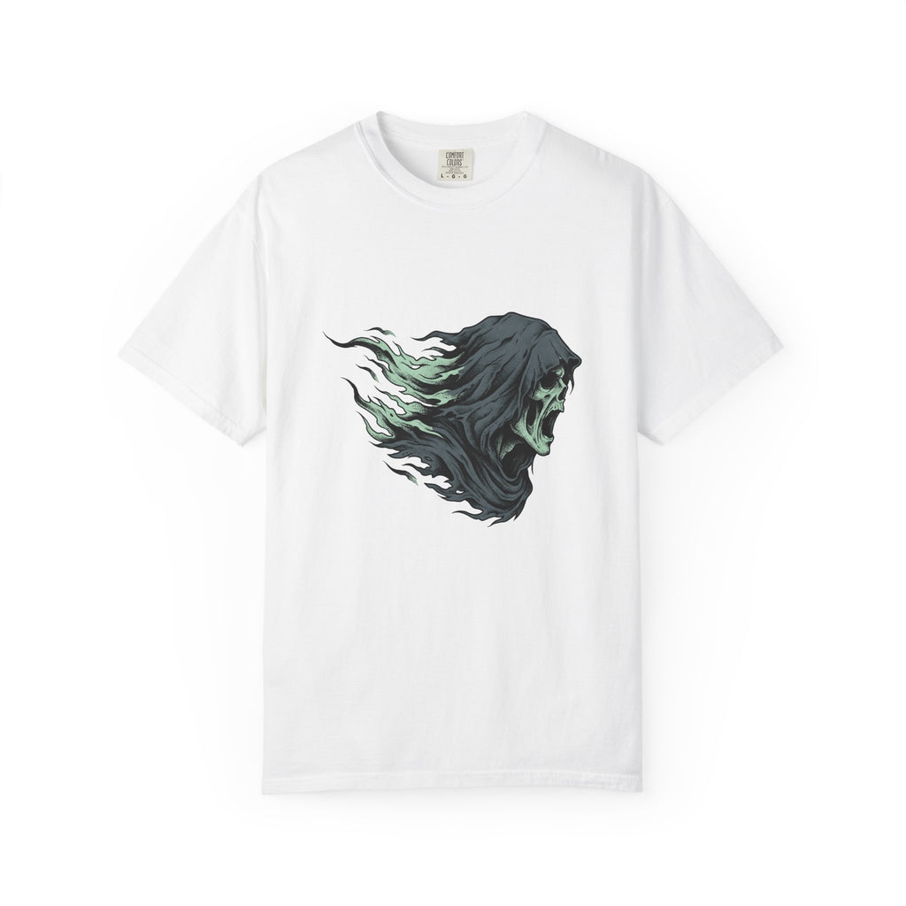Skeleton Skull T-Shirt Halloween Scary Gift Women Gothic T-Shirt Skull T-Shirt Horror Fan Dark T-Shirt Fright Graphic Hand Drawn Ripped Cloak