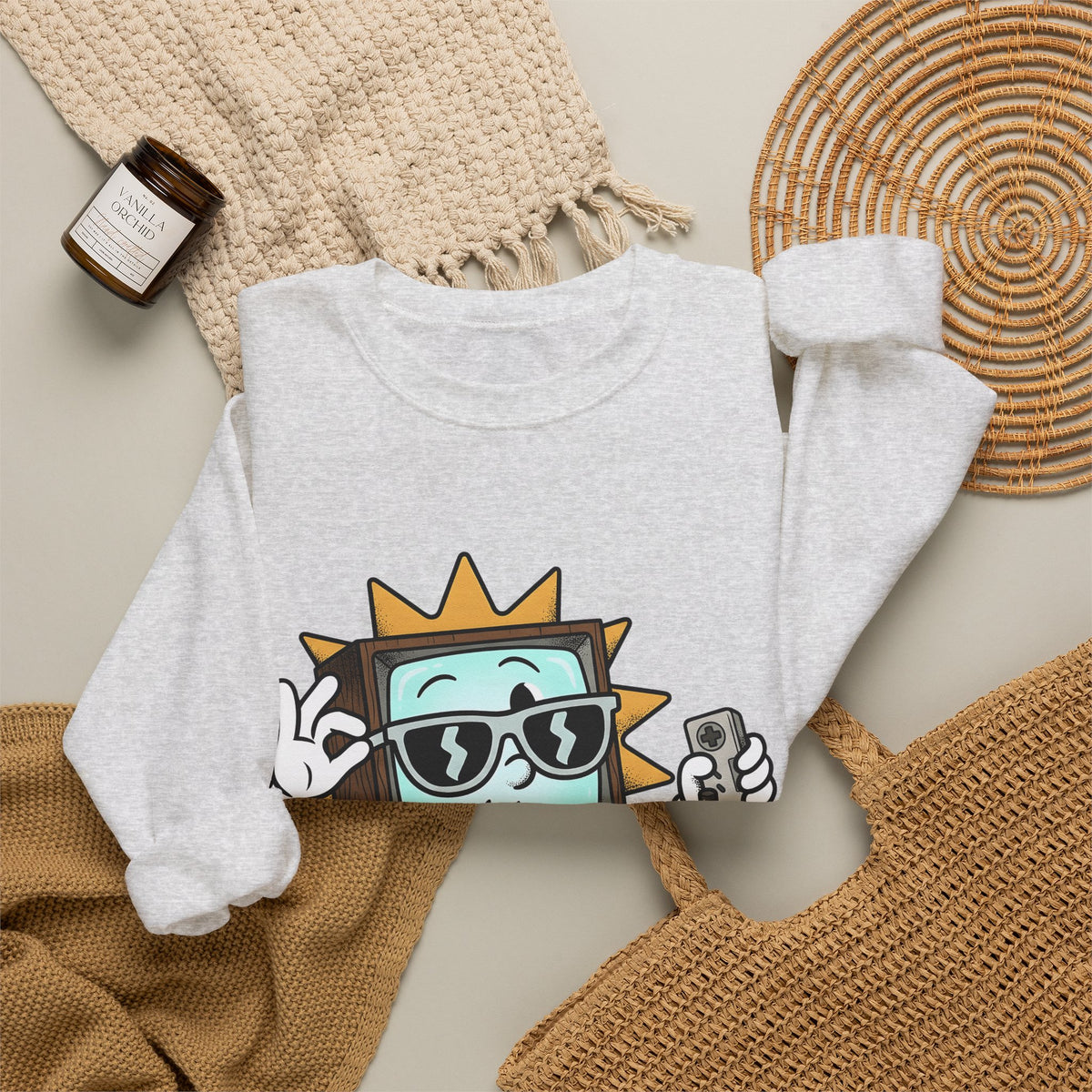 Vintage Tv Figure Sweatshirt Cute Console Gift Women Comic Sweatshirt Retro Tv Character Sweatshirt Adorable Fan Cartoon Sweatshirt Controller Graphic Classic