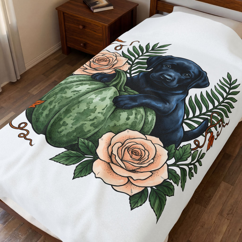 Black Labrador Dog Blanket Halloween Pet Gift Women Old School Blanket Labrador Blanket Halloween Fan Vintage Blanket Dog